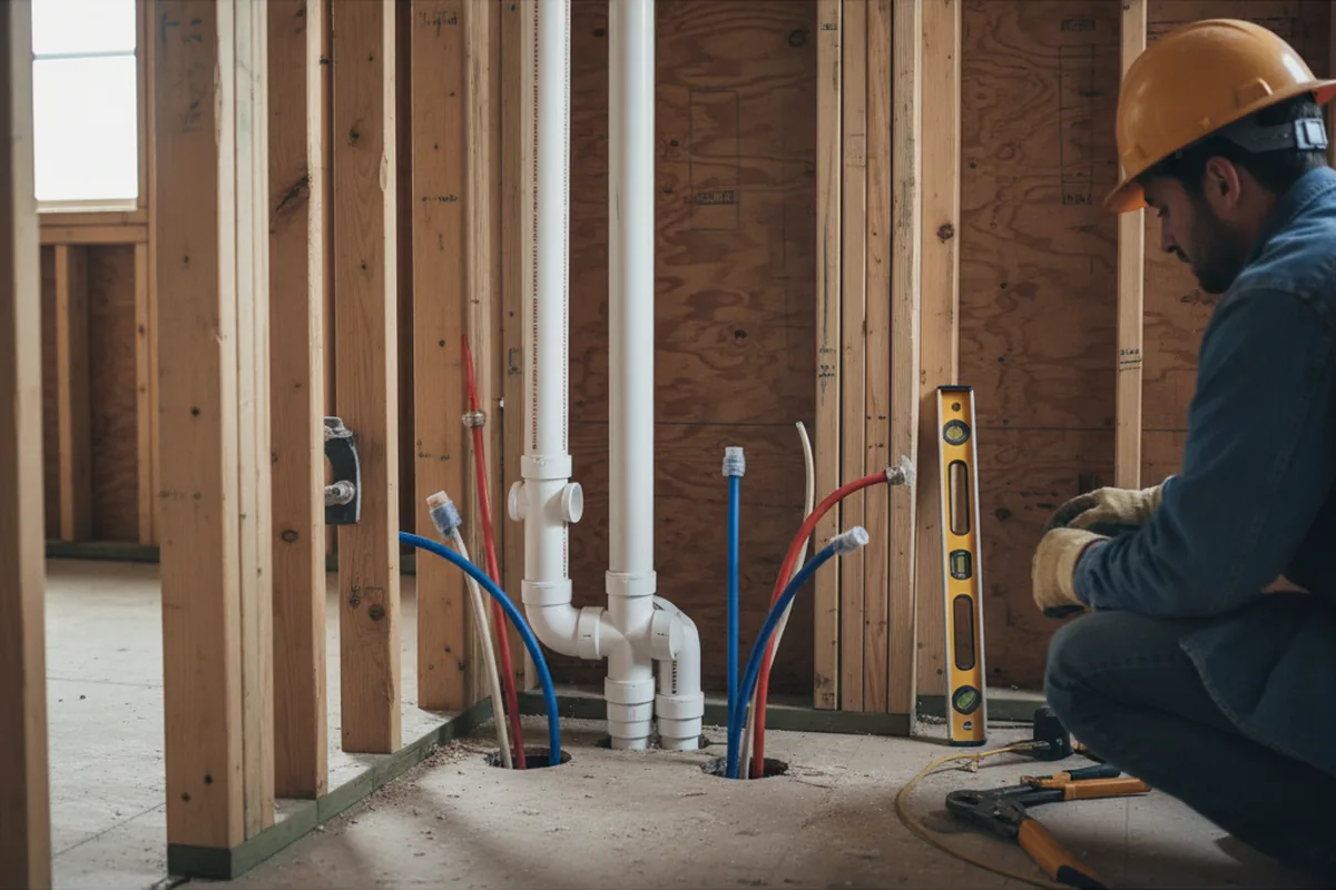 Drain and supply rough-in during Leak Detection in Efland