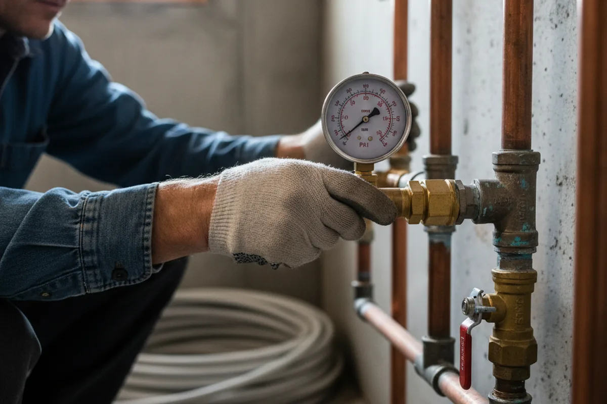 Pressure testing a repaired line during Water Line Repair in Efland